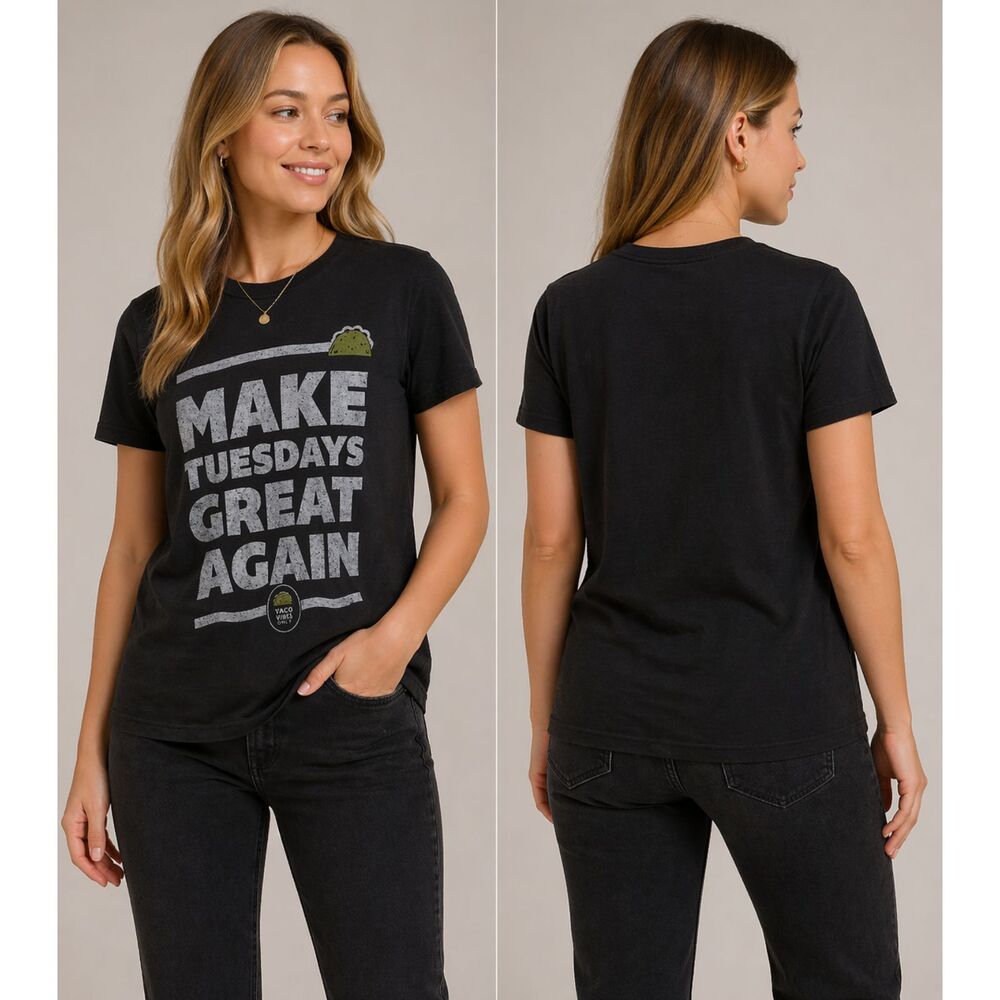 Make Tuesdays Great again graphic tee tace run black Size Small